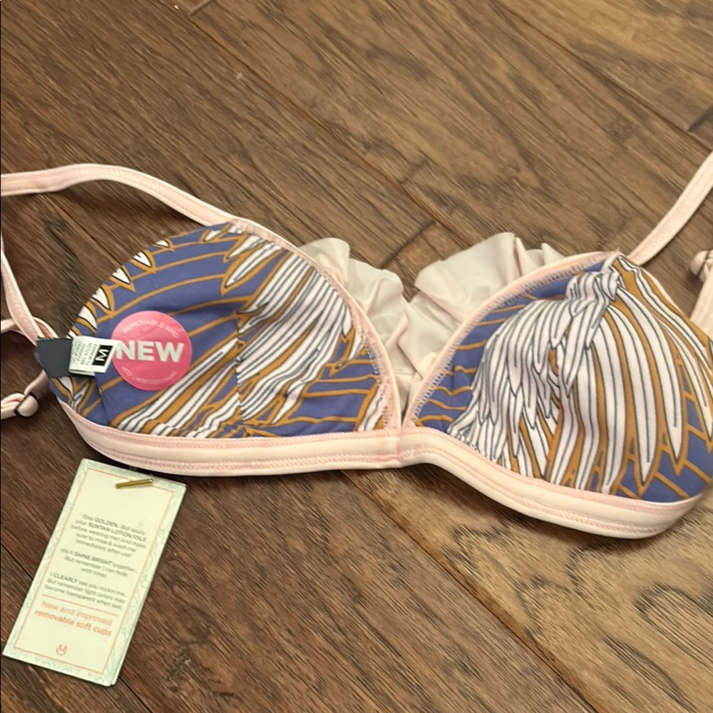 Stylish Pink and Blue Women's Swim top . Brand Maaji size M